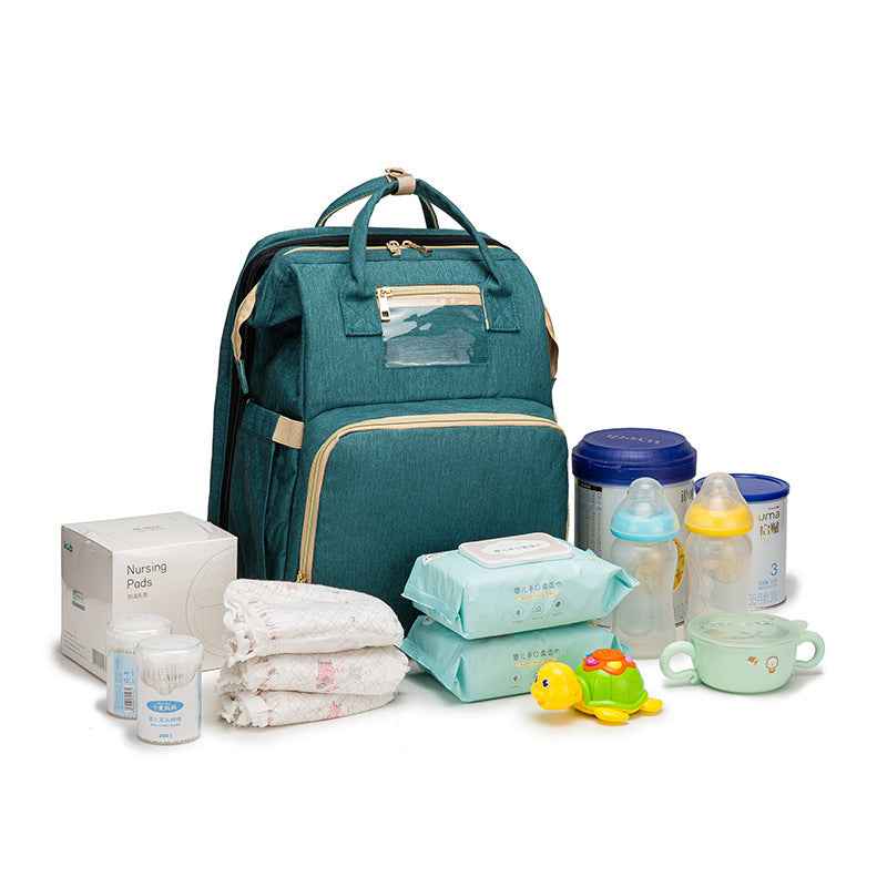 3-in-1 Convertible Baby Diaper Backpack with Foldable Travel Crib & USB Charging Port