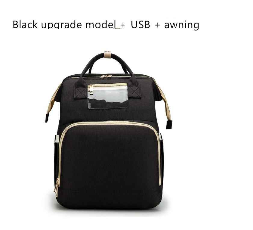 3-in-1 Convertible Baby Diaper Backpack with Foldable Travel Crib & USB Charging Port