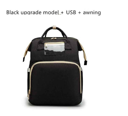 3-in-1 Convertible Baby Diaper Backpack with Foldable Travel Crib & USB Charging Port