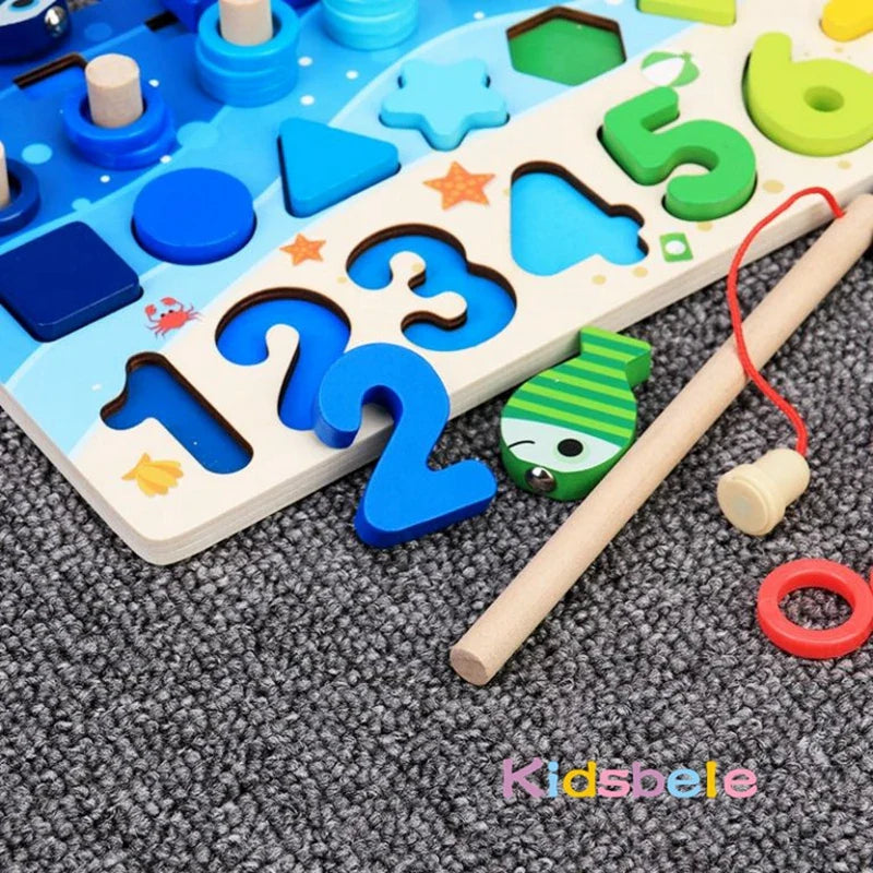 Montessori Math Toys for Toddlers – Wooden Counting & Fishing Game