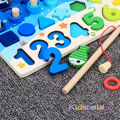 Montessori Math Toys for Toddlers – Wooden Counting & Fishing Game