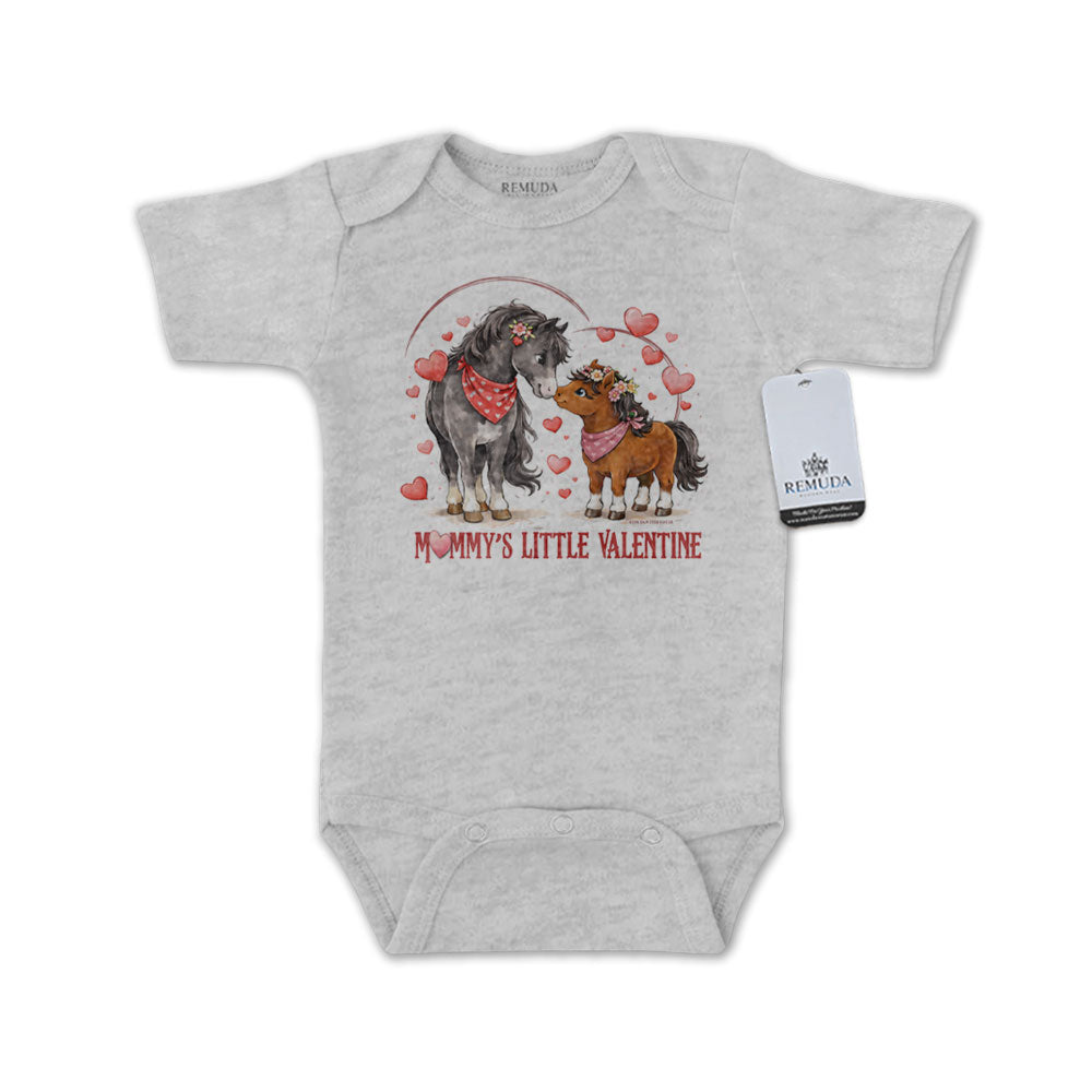 Mommy’s Little Valentine Cowgirl – Infant Girls One Piece Western Romper