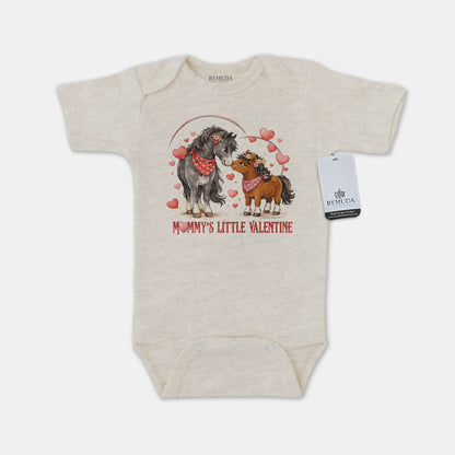 Mommy’s Little Valentine Cowgirl – Infant Girls One Piece Western Romper