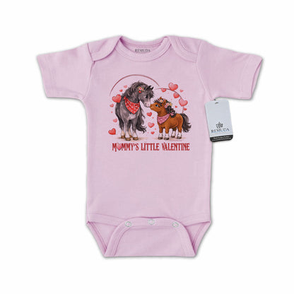 Mommy’s Little Valentine Cowgirl – Infant Girls One Piece Western Romper