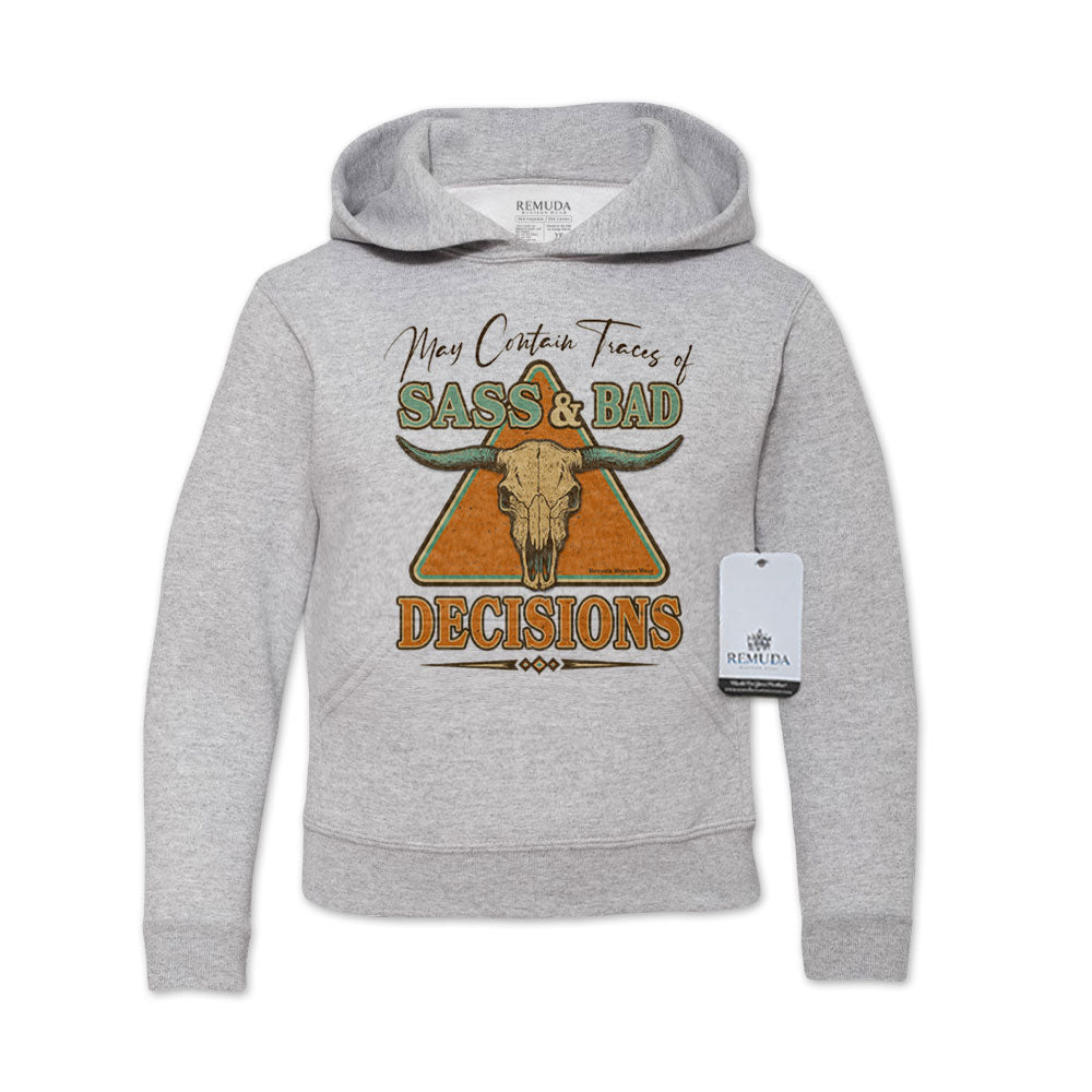 Sass & Bad Decisions - Youth Western Pullover Hoodie