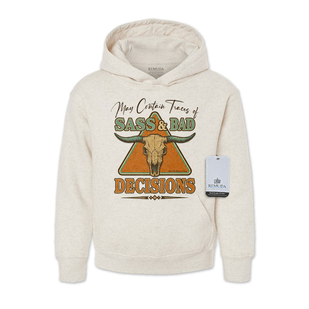 Sass & Bad Decisions - Youth Western Pullover Hoodie